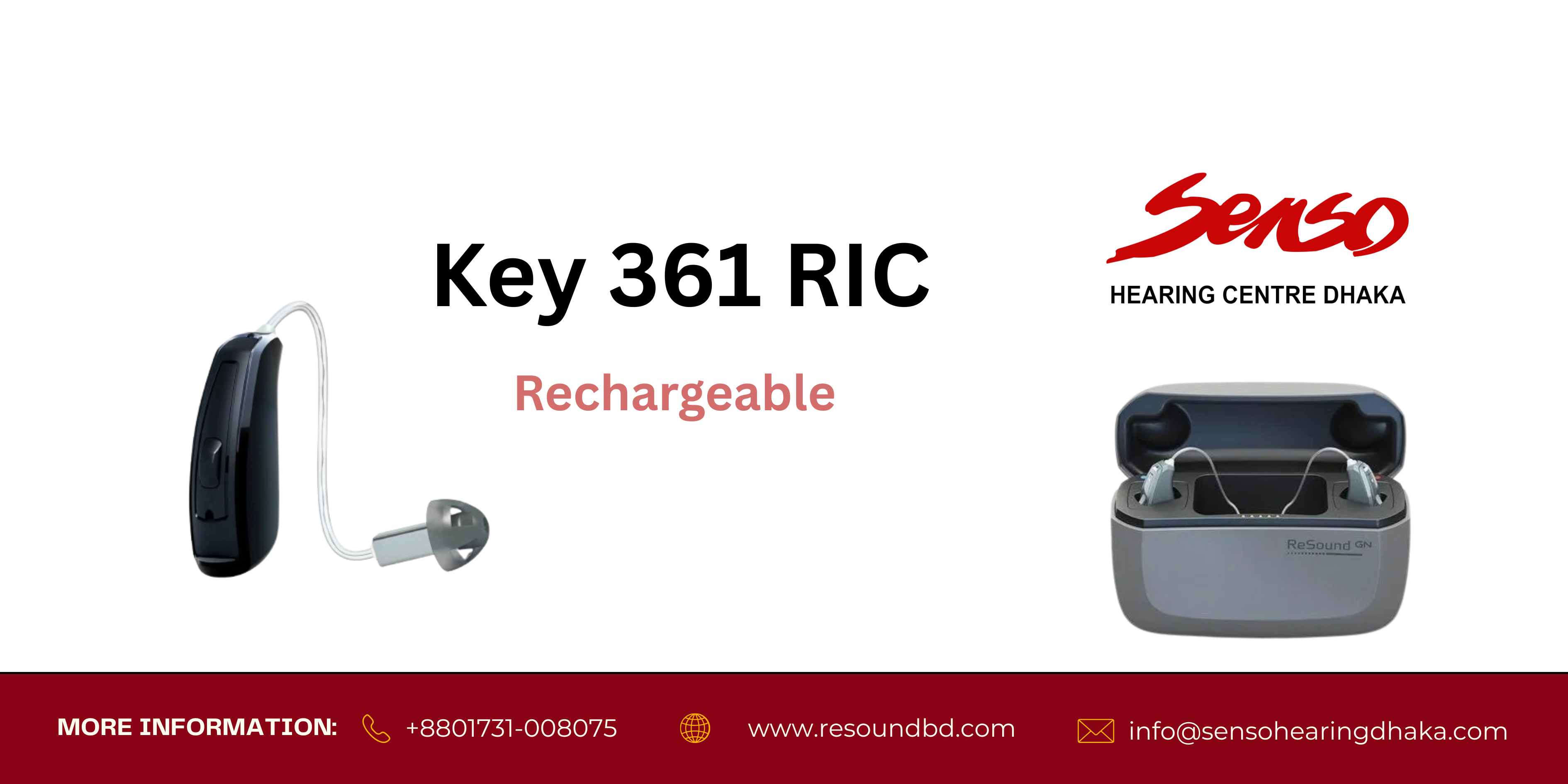 Resound key 361 RIE Rechargeable hearing aid price in Bangladesh