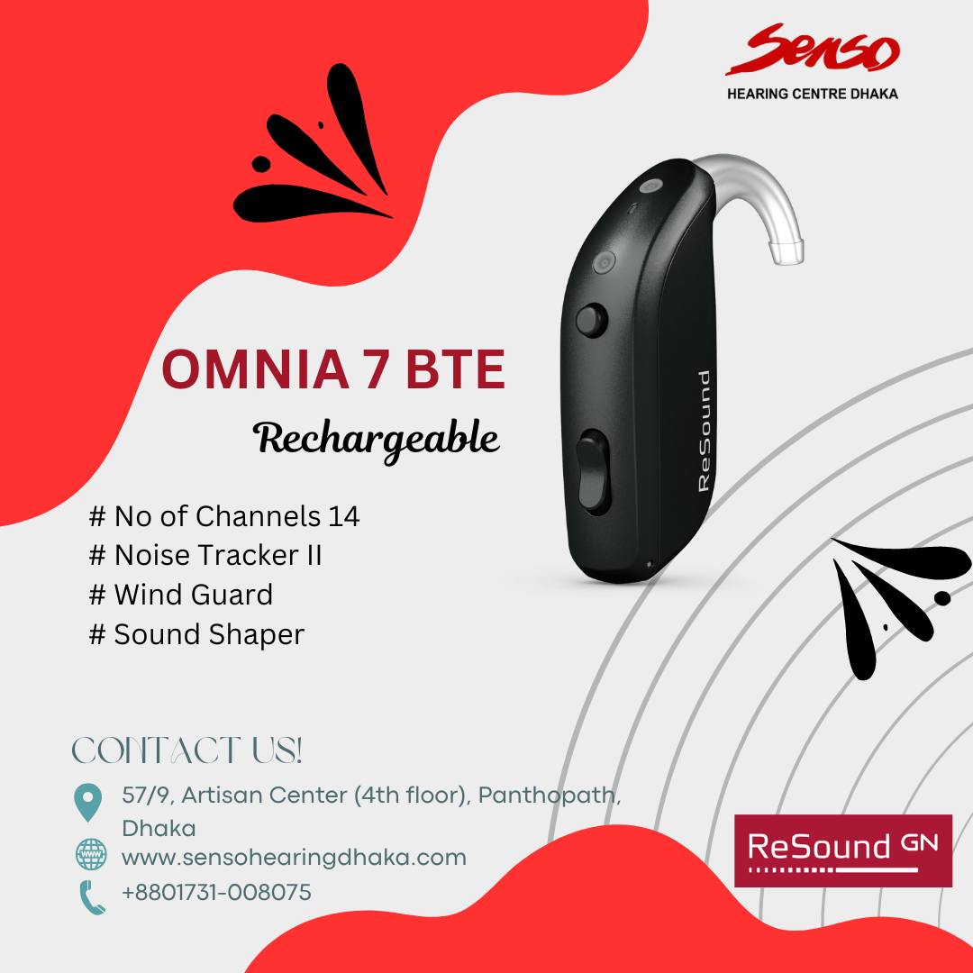 The ReSound Omnia 7 BTE (Behind-The-Ear) hearing aid is part of ReSound’s Omnia family, designed to offer advanced hearing technology for people with mild to severe hearing loss. Below are some of the key features and content details for the Omnia 7 BTE model:
Key Features:
1. Sound Quality:
o All Access Directionality: This technology helps users focus on sounds coming from different directions, enhancing speech clarity in noisy environments.
o Ultra Focus: Allows the user to concentrate on speech directly in front of them, even in challenging noise conditions, for improved clarity in one-on-one conversations.
o Environmental Optimizer II: Automatically adjusts the sound levels based on different environments, ensuring optimal hearing in various situations.
2. Connectivity:
o Bluetooth Streaming: The Omnia 7 BTE allows direct streaming from compatible iOS and Android devices, including calls, music, and other audio.
o ReSound Smart 3D App: Users can control the settings, volume, and sound profiles through the app, making it easier to personalize hearing preferences.
o Telecoil: The hearing aid is equipped with a telecoil for better access to looped environments, such as theaters and churches.
3. Rechargeable Option:
o Although the BTE model typically uses traditional zinc-air batteries, there are rechargeable options available in the Omnia family.
4. Binaural Coordination:
o The aids communicate with each other for synchronized changes in volume, programs, and other settings, providing a seamless hearing experience.
5. Tinnitus Sound Generator:
o Includes a built-in tinnitus management system that can help mask tinnitus sounds by playing soothing sounds or white noise.
6. Durability:
o The Omnia 7 BTE is designed to be water-resistant and dustproof, with an IP68 rating, meaning it can handle moisture and dust exposure without damage.
Fitting Range:
• Suitable for mild to severe hearing loss. It covers a broad range of amplification needs, making it versatile for many users.
Customization:
• Multiple Programs: Users can customize up to four hearing programs for different environments or preferences.
• Directional Microphone Technology: Helps users focus on conversations while reducing background noise.
Accessories:
• ReSound Multi Mic and TV Streamer 2 accessories are compatible, further enhancing sound clarity in meetings, crowded spaces, and while watching TV.
This device provides a balance of advanced features and affordability, sitting in the mid-range Omnia series lineup. It's a great option for those looking for good performance in a variety of listening environments with a focus on speech clarity.