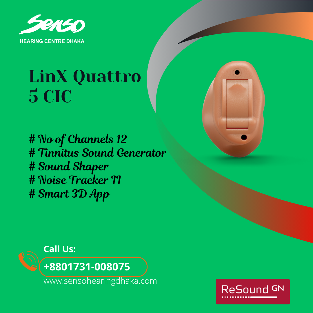 Resound Linx Quattro 5 CIC customized computer programmable digital hearing aid.