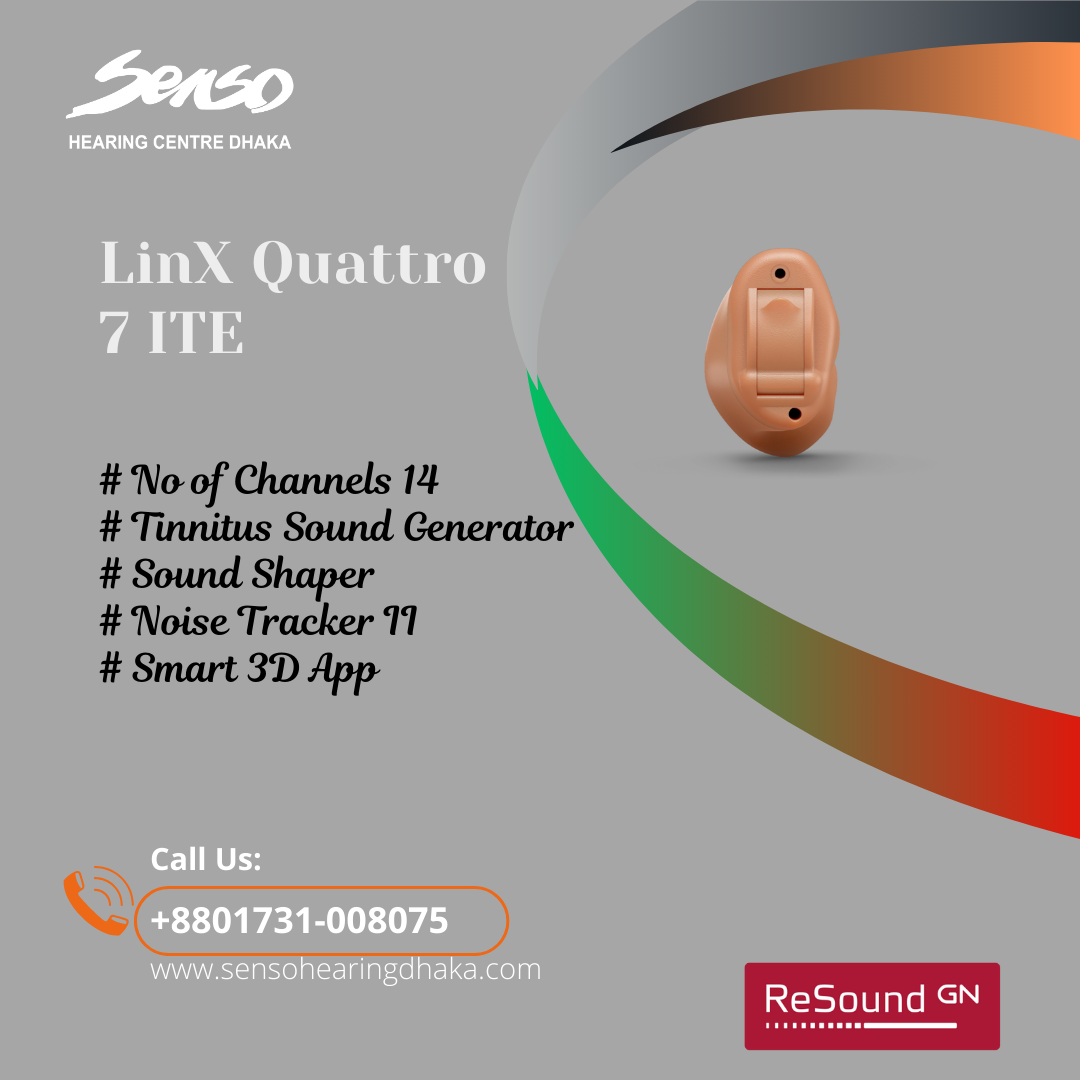 Resound Linx Quattro 7 ITE digital computer programmable customize hearing aid.