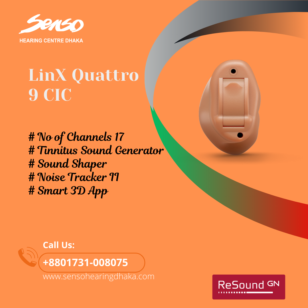 Resound Linx Quattro 9 CIC customized computer programmable digital hearing aid.