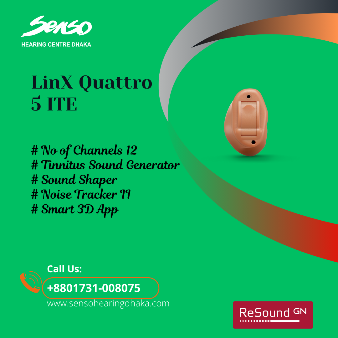 Resound Linx Quattro 5 ITE digital computer programmable customize hearing aid.