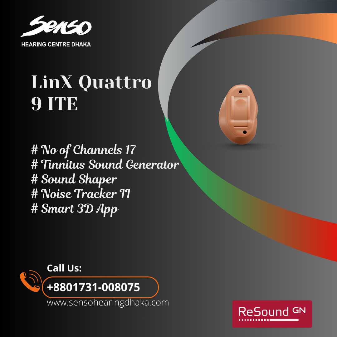 Resound Linx Quattro 9 ITE digital computer programmable customize hearing aid.