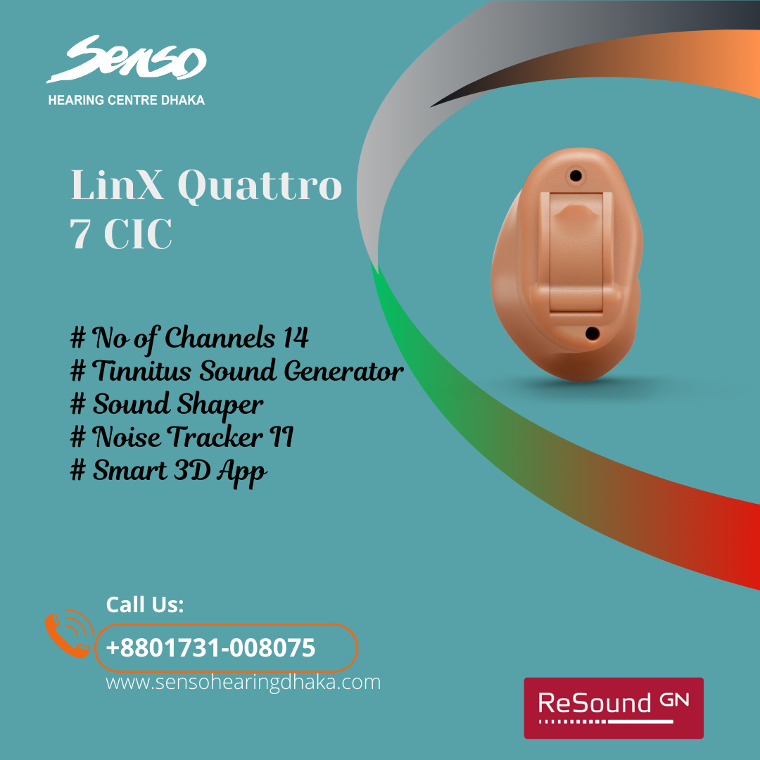 Resound Linx Quattro 7 CIC customized computer programmable digital hearing aid.